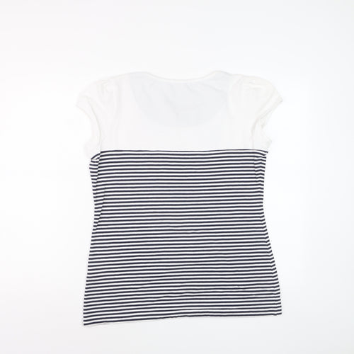 Next Womens Multicoloured Striped Bow T-Shirt Size 18 Short Sleeve