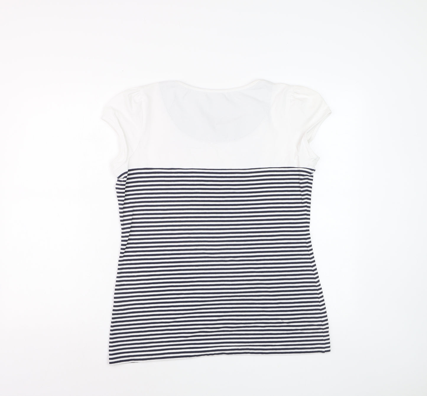 Next Womens Multicoloured Striped Bow T-Shirt Size 18 Short Sleeve