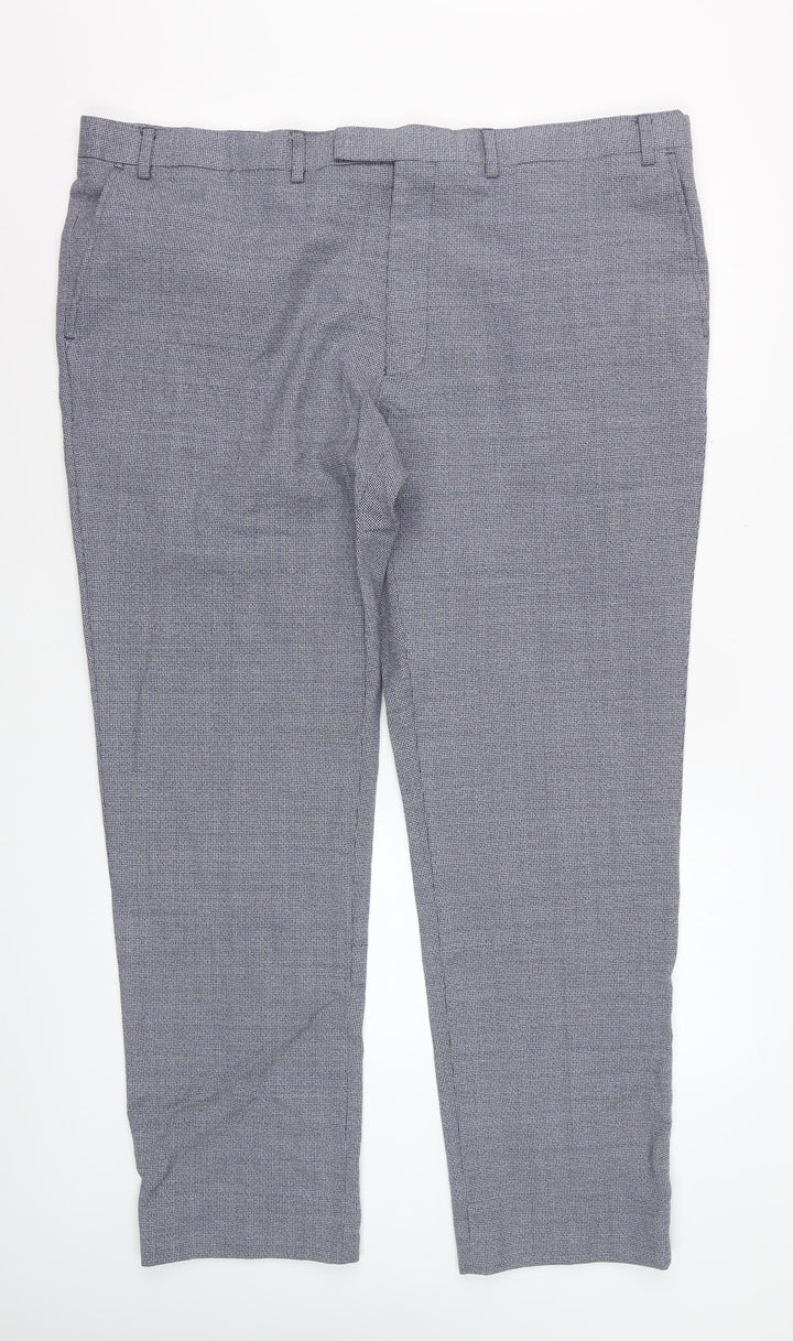 Marks and Spencer Men's Grey Wool Dress Pants 42W 31L Check Formal Trousers