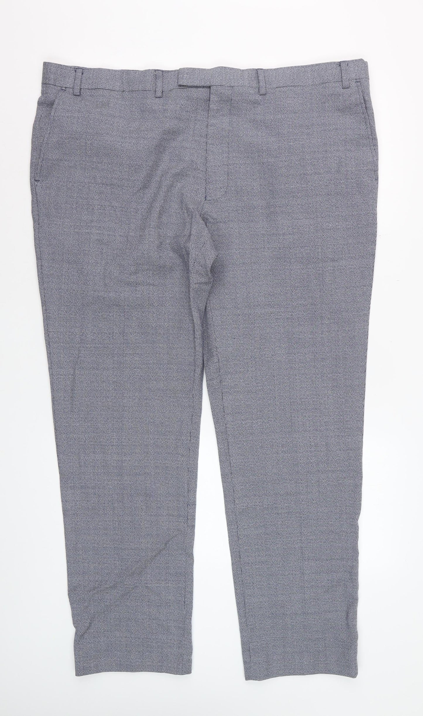 Marks and Spencer Men's Grey Wool Dress Pants 42W 31L Check Formal Trousers