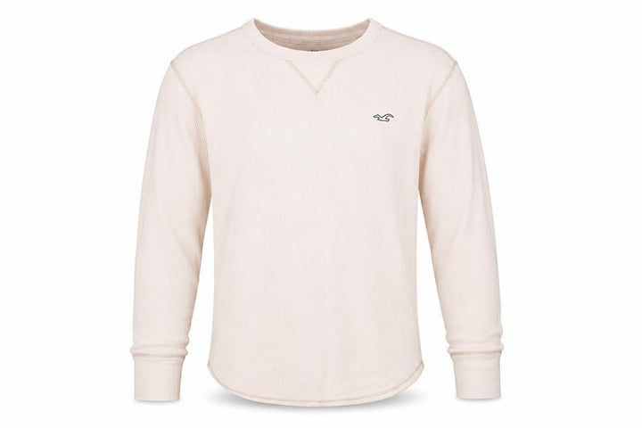 Hollister Men’s Beige Long Sleeve Crew Neck T-Shirt Size L