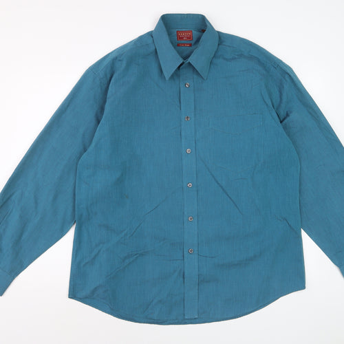 Burton Menswear Blue 16.5 Collared Long Sleeve Non-Iron Formal Shirt