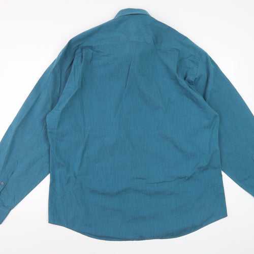 Burton Menswear Blue 16.5 Collared Long Sleeve Non-Iron Formal Shirt