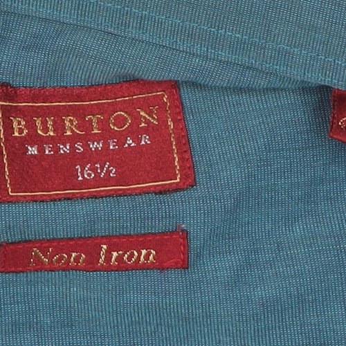 Burton Menswear Blue 16.5 Collared Long Sleeve Non-Iron Formal Shirt