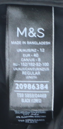 Marks and Spencer Women's Black Straight Leg Trousers Size 12