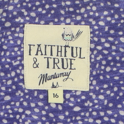 Mantaray Women Purple Floral A-Line Cotton Summer Dress Size 16