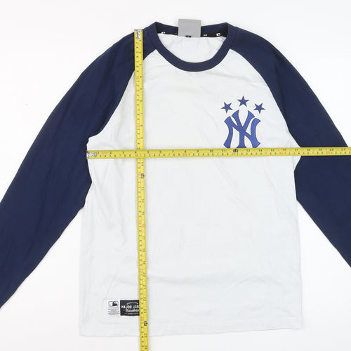 MLB Unisex White Navy Long Sleeve Raglan T-Shirt Size M