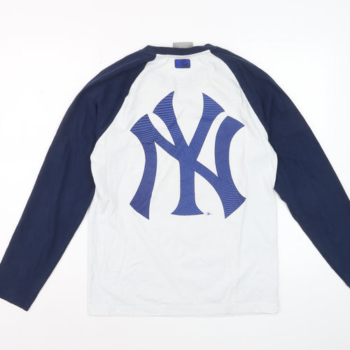 MLB Unisex White Navy Long Sleeve Raglan T-Shirt Size M