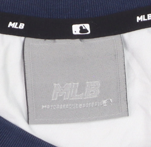 MLB Unisex White Navy Long Sleeve Raglan T-Shirt Size M