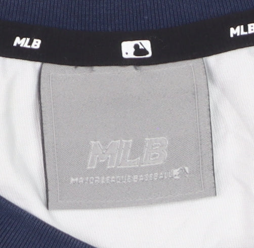 MLB Unisex White Navy Long Sleeve Raglan T-Shirt Size M