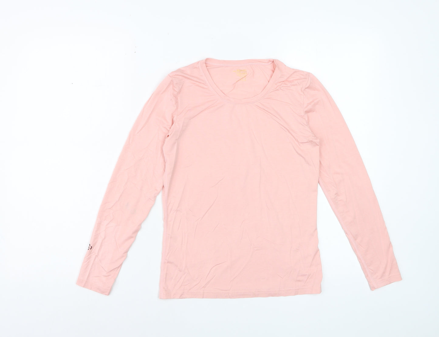 Qodaun Womens Pink Long Sleeve Slim Fit Activewear Top L