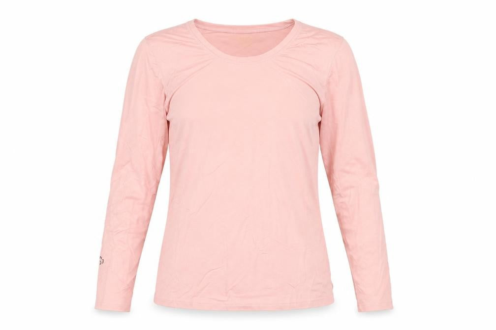 Qodaun Womens Pink Long Sleeve Slim Fit Activewear Top L
