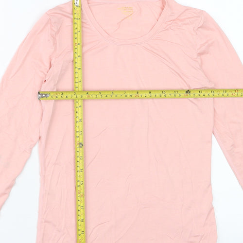 Qodaun Womens Pink Long Sleeve Slim Fit Activewear Top L