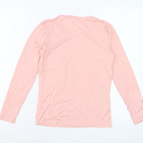 Qodaun Womens Pink Long Sleeve Slim Fit Activewear Top L