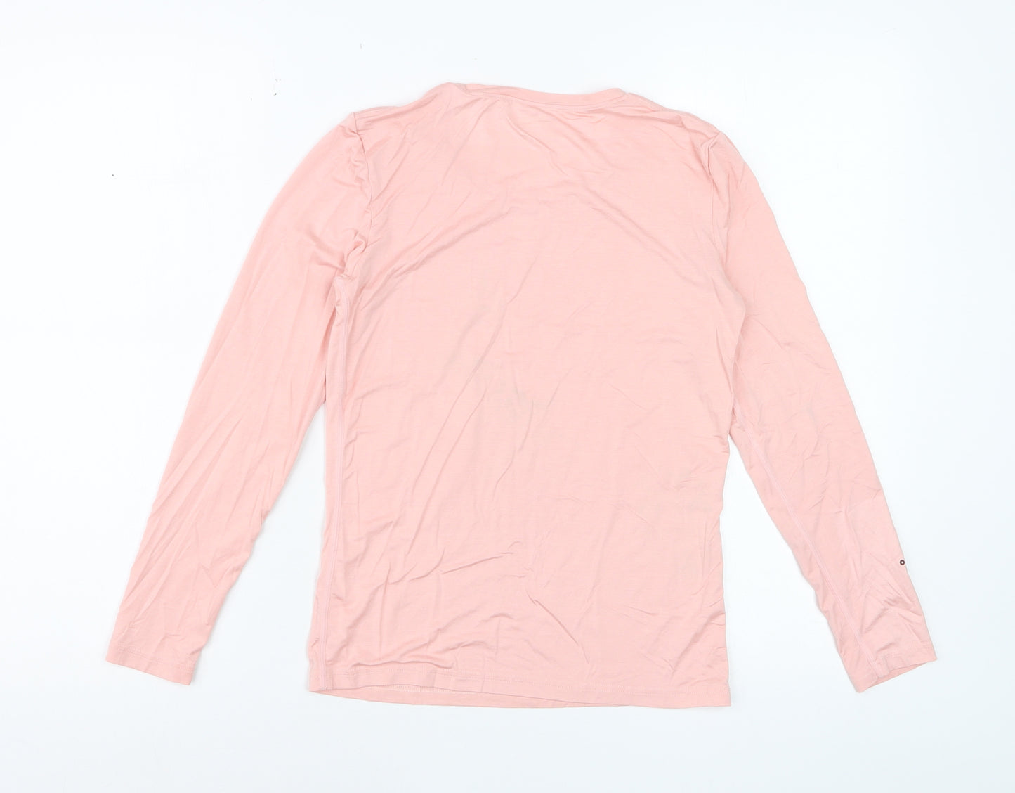 Qodaun Womens Pink Long Sleeve Slim Fit Activewear Top L