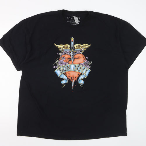 Bon Jovi Men's Black 2XL Band Graphic Short Sleeve T-Shirt