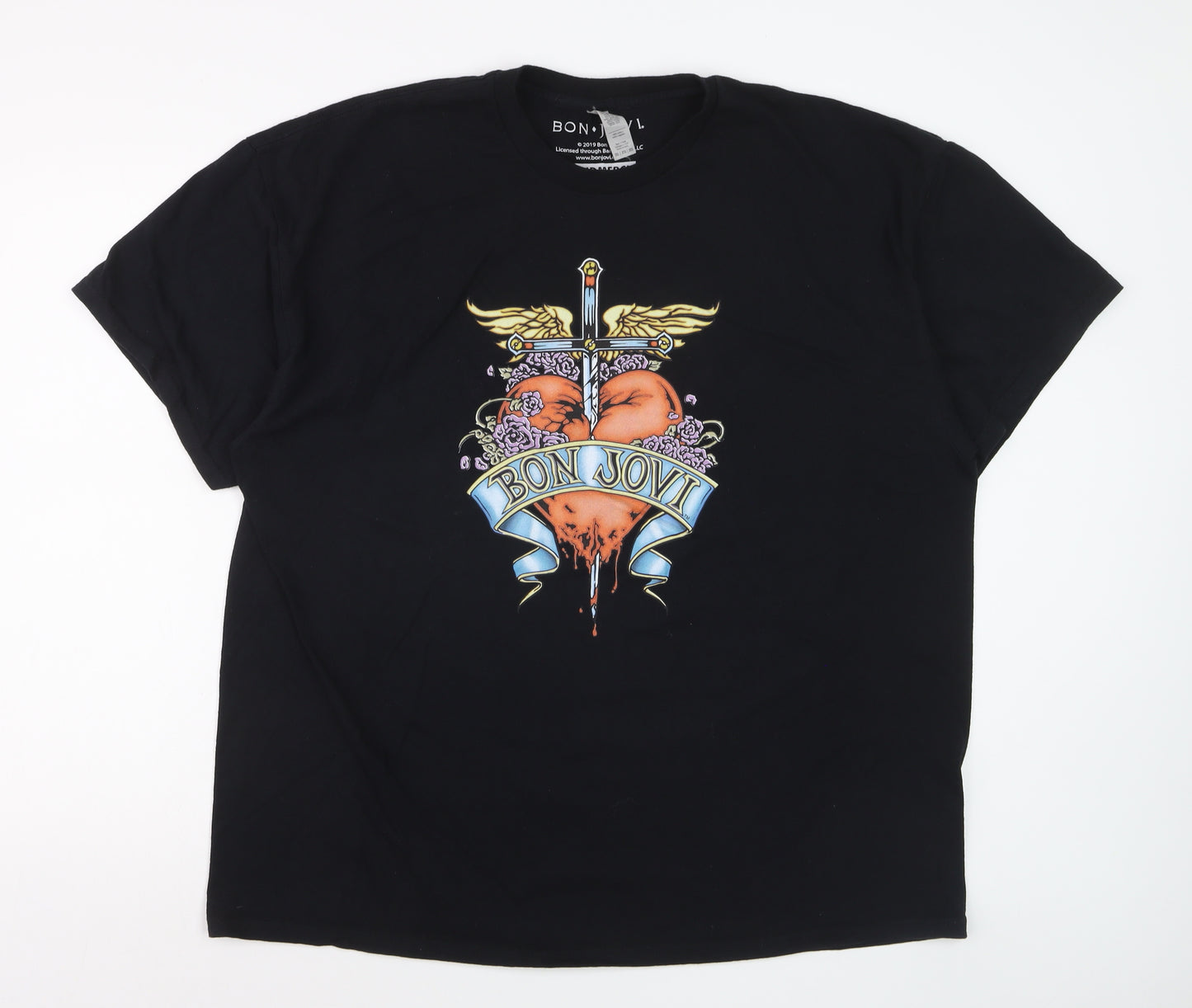 Bon Jovi Men's Black 2XL Band Graphic Short Sleeve T-Shirt