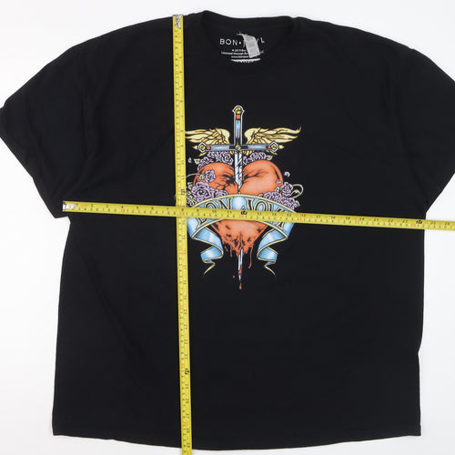 Bon Jovi Men's Black 2XL Band Graphic Short Sleeve T-Shirt