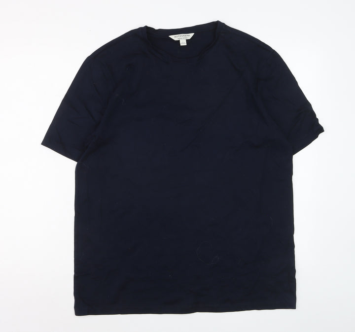 Marks and Spencer Autograph Men's Navy Supima Cotton Crew Neck T-Shirt Size L