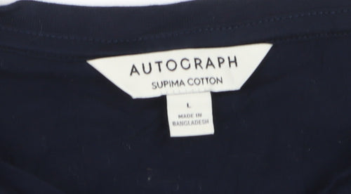 Marks and Spencer Autograph Men's Navy Supima Cotton Crew Neck T-Shirt Size L