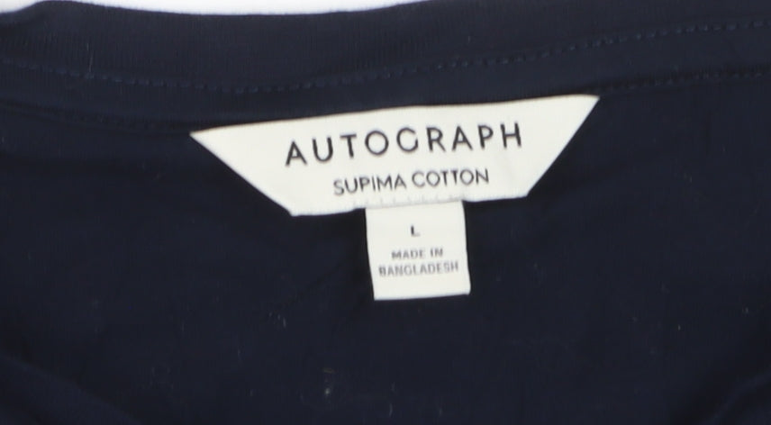 Marks and Spencer Autograph Men's Navy Supima Cotton Crew Neck T-Shirt Size L