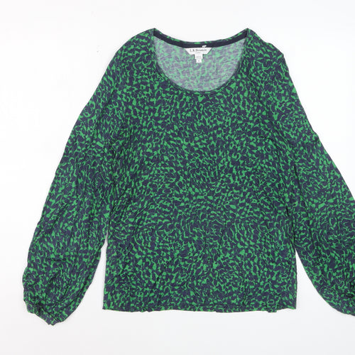 L.K. Bennett Women’s Green Animal Print Lyocell Wool Blouse Size S