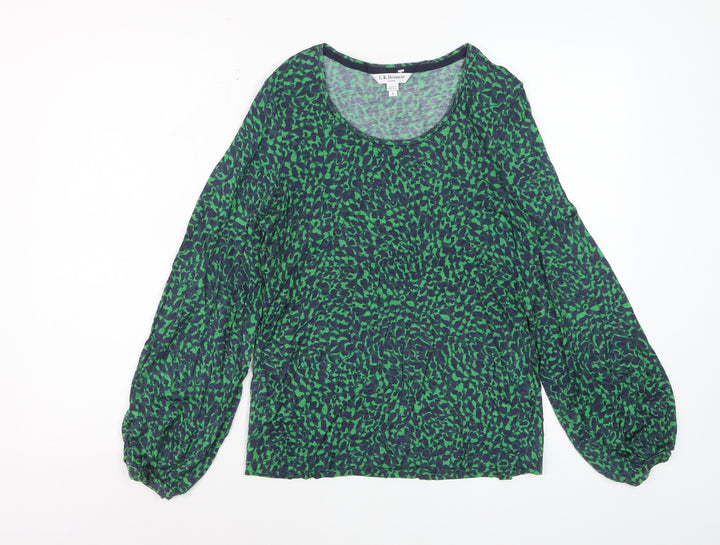 L.K. Bennett Women’s Green Animal Print Lyocell Wool Blouse Size S