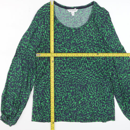 L.K. Bennett Women’s Green Animal Print Lyocell Wool Blouse Size S