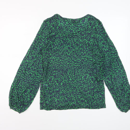 L.K. Bennett Women’s Green Animal Print Lyocell Wool Blouse Size S