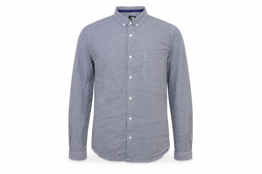 H&M Men's Blue Check Cotton Long Sleeve Regular Fit Dress Shirt Size S
