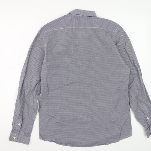 H&M Men's Blue Check Cotton Long Sleeve Regular Fit Dress Shirt Size S