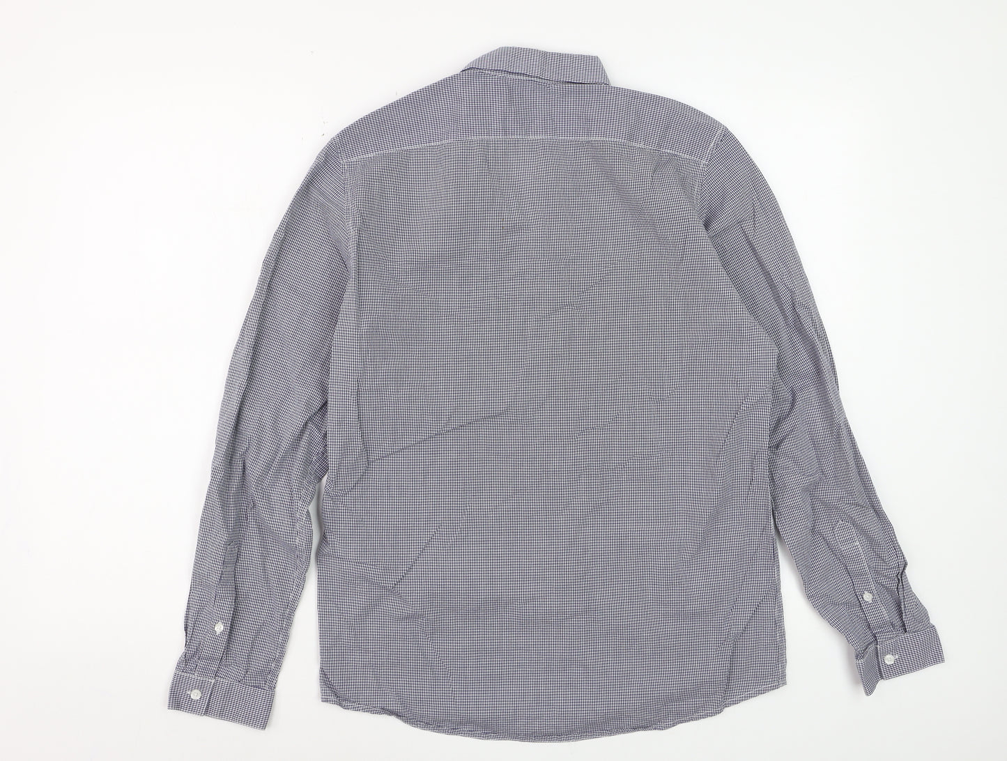 H&M Men's Blue Check Cotton Long Sleeve Regular Fit Dress Shirt Size S