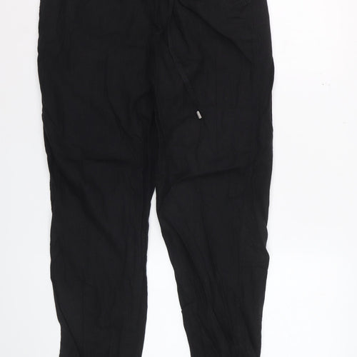 Marks and Spencer Women’s Black Linen Blend Drawstring Trousers Size 12