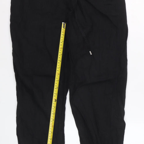 Marks and Spencer Women’s Black Linen Blend Drawstring Trousers Size 12