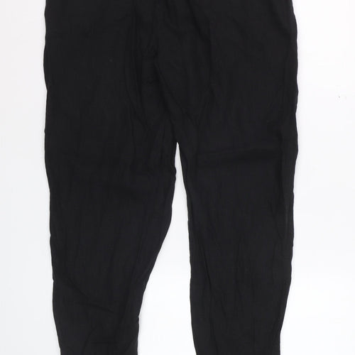 Marks and Spencer Women’s Black Linen Blend Drawstring Trousers Size 12