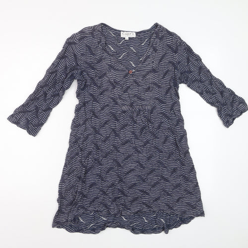 Capri Women Blue Stripe Cotton Knee Length Shift Dress Size 10