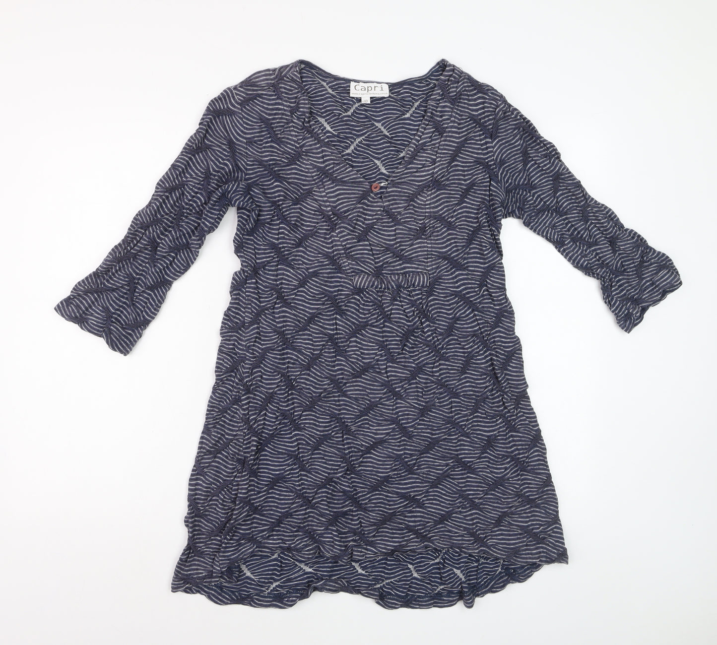 Capri Women Blue Stripe Cotton Knee Length Shift Dress Size 10