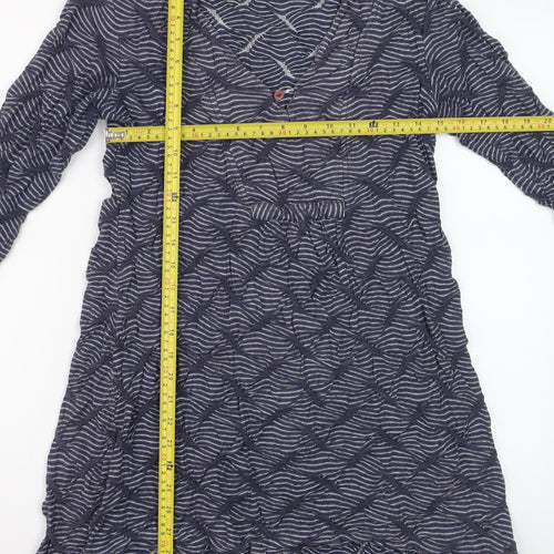 Capri Women Blue Stripe Cotton Knee Length Shift Dress Size 10