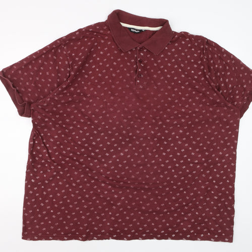 Bigdude Men’s 4XL Red Geometric Short Sleeve Cotton Polo Shirt