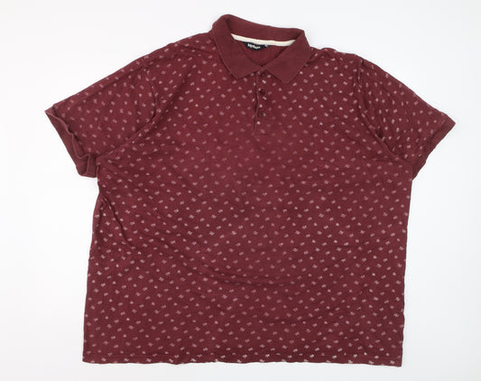 Bigdude Men’s 4XL Red Geometric Short Sleeve Cotton Polo Shirt