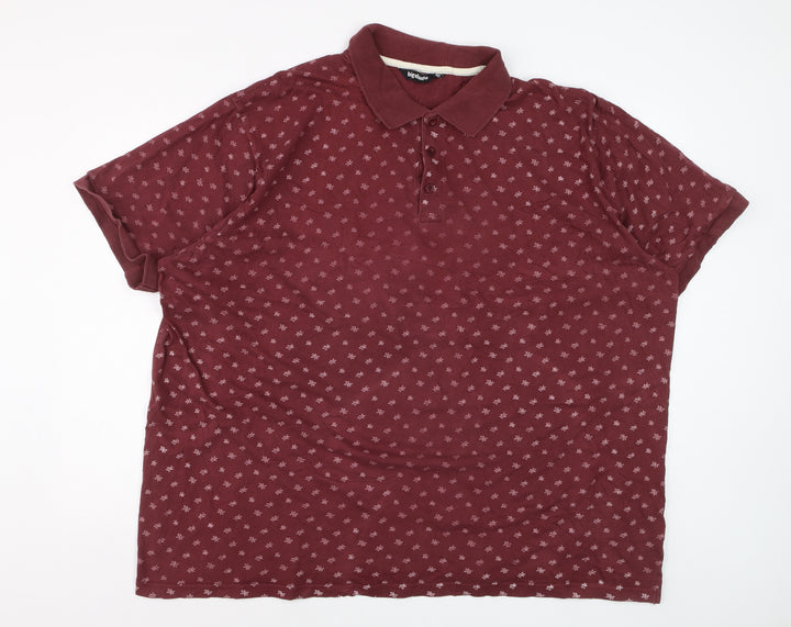 Bigdude Men’s 4XL Red Geometric Short Sleeve Cotton Polo Shirt