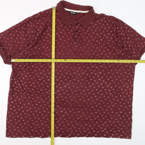 Bigdude Men’s 4XL Red Geometric Short Sleeve Cotton Polo Shirt