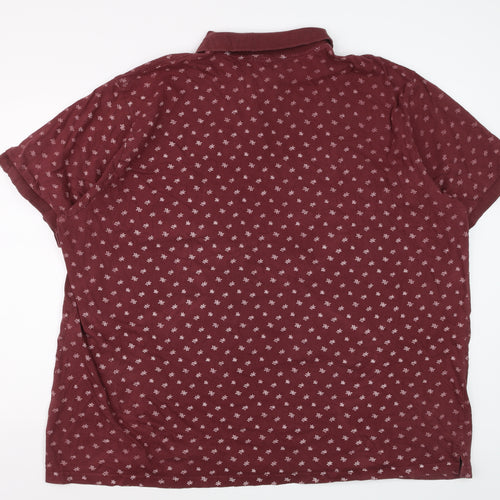 Bigdude Men’s 4XL Red Geometric Short Sleeve Cotton Polo Shirt