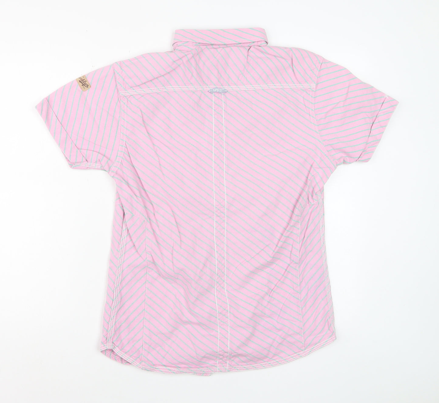 Dirty Blazer Men's Pink Striped Short Sleeve Button-Up Shirt L Cotton