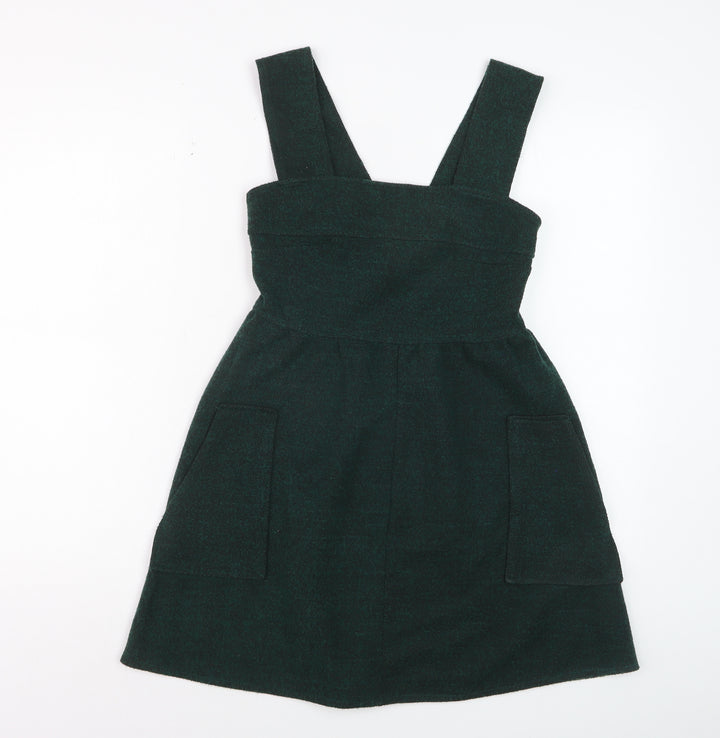 Topshop Women Green UK 6 Pinafore Dress with Pockets