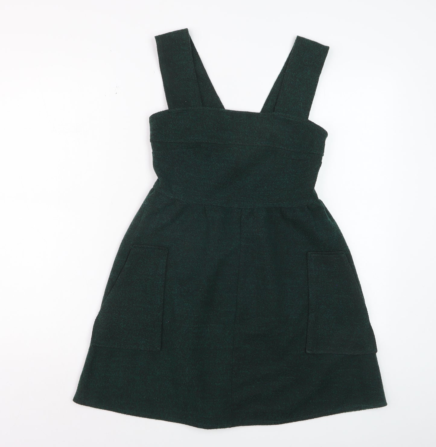 Topshop Women Green UK 6 Pinafore Dress with Pockets