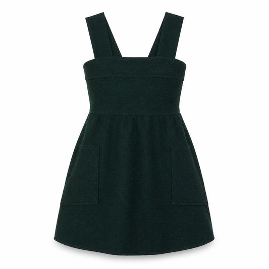 Front view of Topshop Women Green UK 6 Pinafore Dress with Pockets