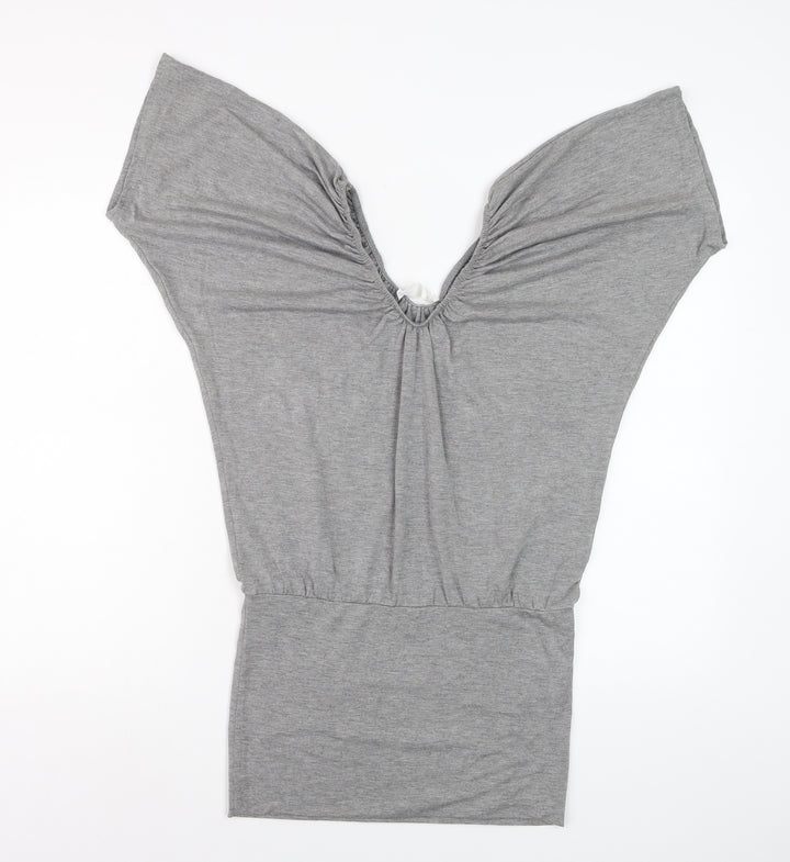 Internacionale Women Grey V-Neck Batwing Jersey T-Shirt Size 8
