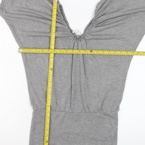 Internacionale Women Grey V-Neck Batwing Jersey T-Shirt Size 8
