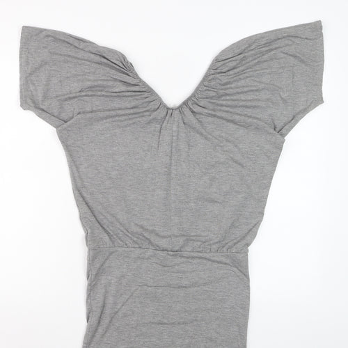 Internacionale Women Grey V-Neck Batwing Jersey T-Shirt Size 8